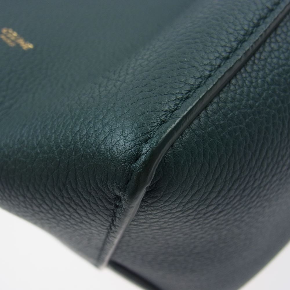 CELINE セリーヌ サングル スモール レザー バケット ショルダー バッグ グリーン系【中古】