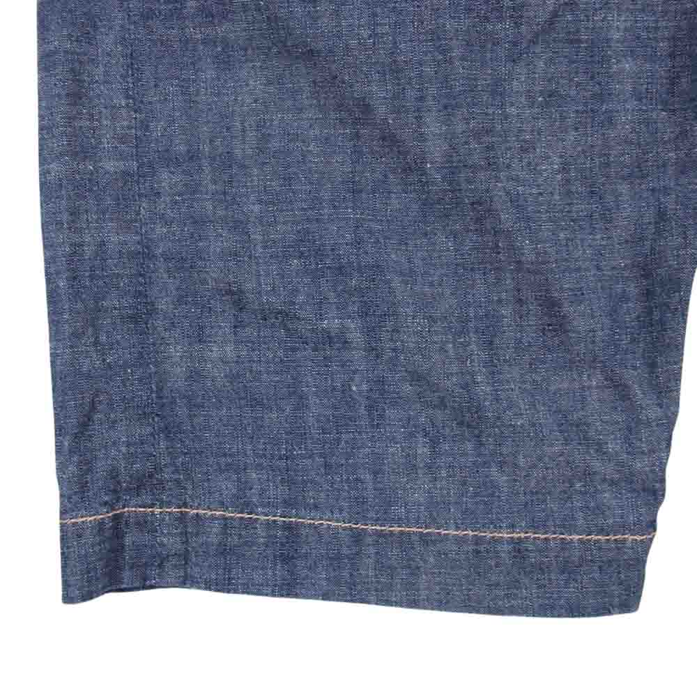 EVISU エヴィス YAMANE ヤマネ カモメ レッド ペイント シャンブレー ショーツ ショート パンツ  インディゴブルー系 30【中古】