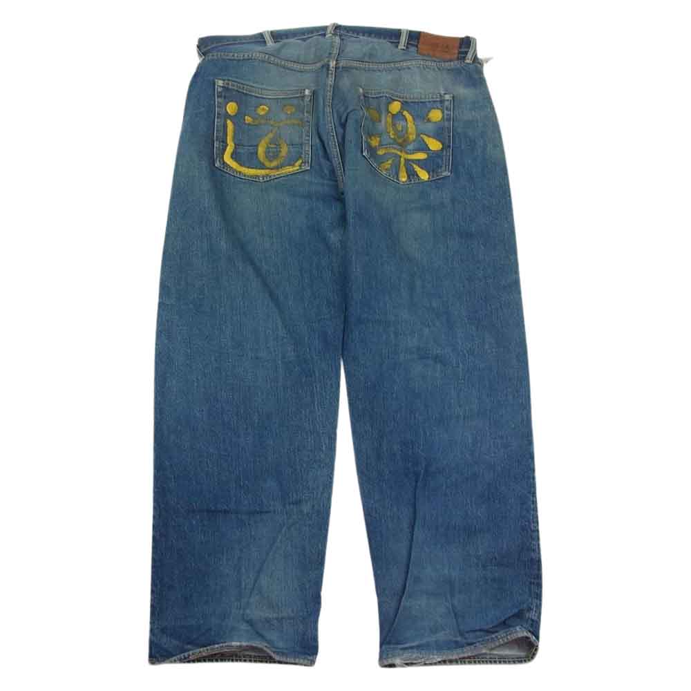 EVISU エヴィス 道楽 ペイント デニム パンツ イエロー インディゴブルー系 44【中古】
