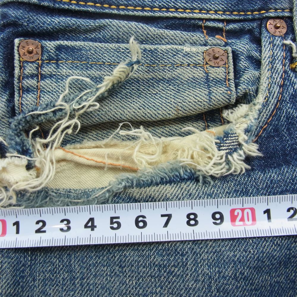 EVISU エヴィス 道楽 ペイント デニム パンツ イエロー インディゴブルー系 44【中古】