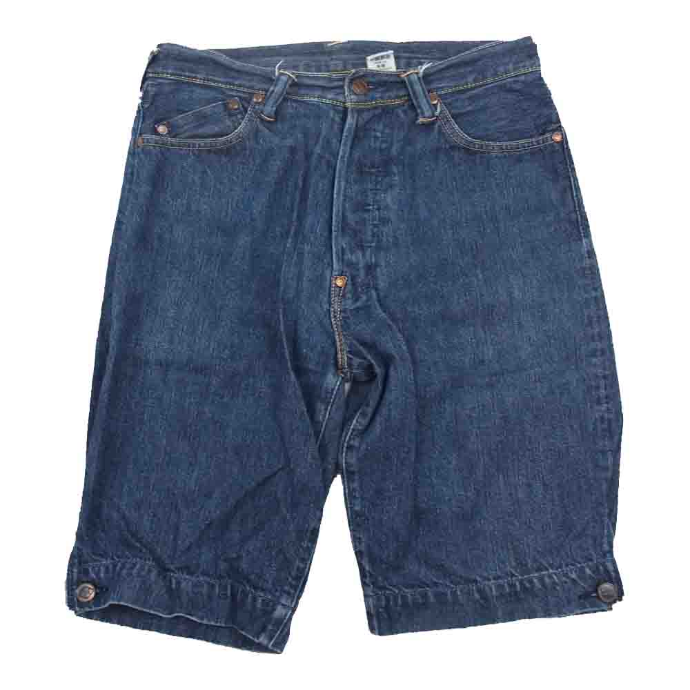 EVISU エヴィス YAMANE ヤマネ ビッグカモメ レッド ペイント デニム ショーツ ショート パンツ  インディゴブルー系 30【中古】