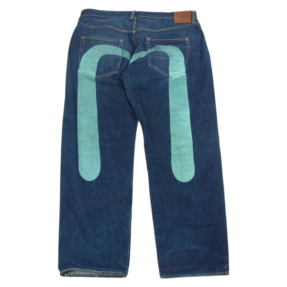 EVISU エヴィス ビッグカモメ ペイント 赤耳 デニム パンツ ブルー  インディゴブルー系 44【中古】