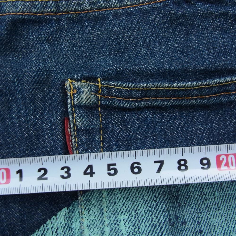EVISU エヴィス ビッグカモメ ペイント 赤耳 デニム パンツ ブルー  インディゴブルー系 44【中古】