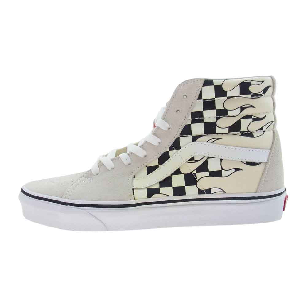 VANS バンズ SK8 HI バンズ スケートハイ WHITE CHECKER FLAMES チェッカーフレイム ハイカット スニーカー オフホワイト系 27.0cm【新古品】【未使用】【中古】