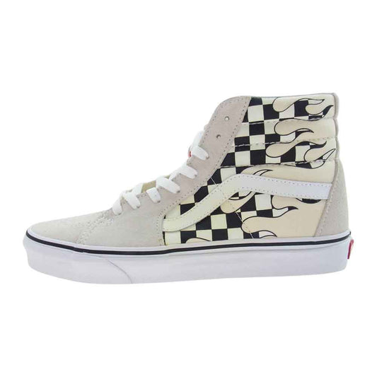 VANS バンズ SK8 HI バンズ スケートハイ WHITE CHECKER FLAMES チェッカーフレイム ハイカット スニーカー オフホワイト系 27.0cm【新古品】【未使用】【中古】