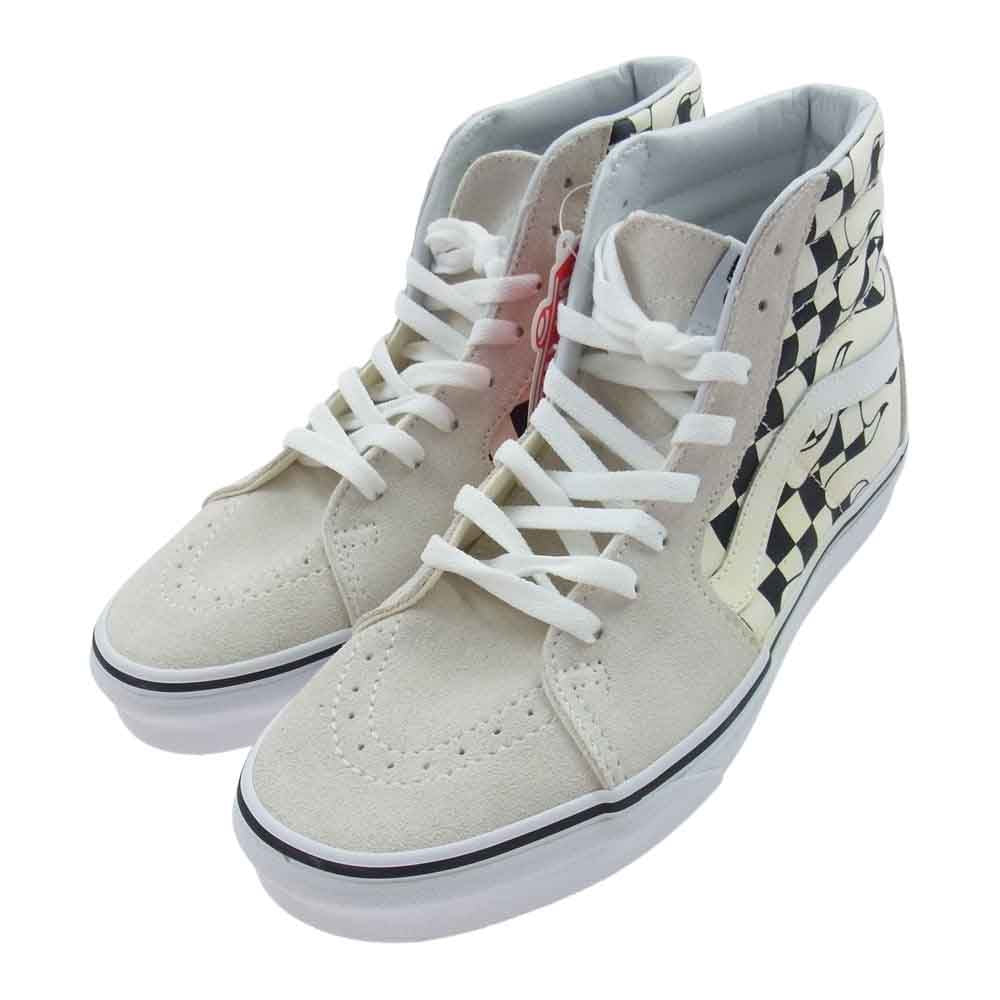 VANS バンズ SK8 HI バンズ スケートハイ WHITE CHECKER FLAMES チェッカーフレイム ハイカット スニーカー オフホワイト系 27.0cm【新古品】【未使用】【中古】