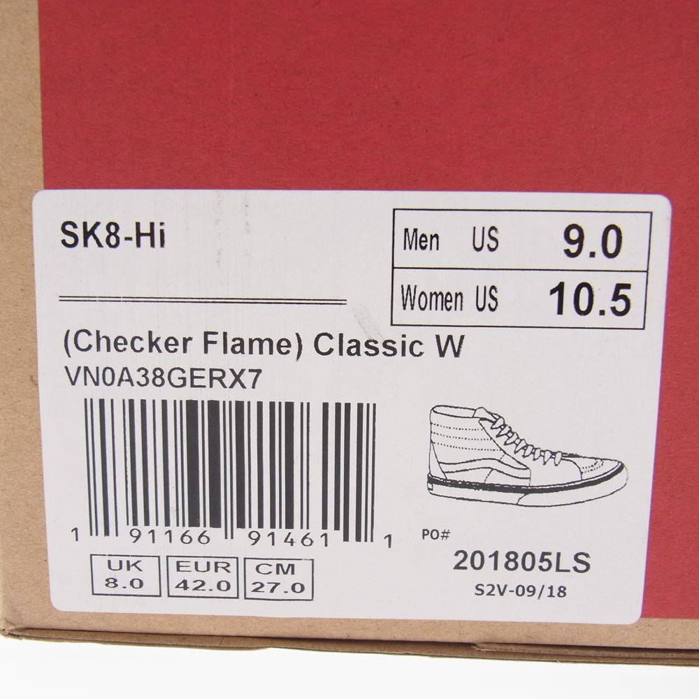 VANS バンズ SK8 HI バンズ スケートハイ WHITE CHECKER FLAMES チェッカーフレイム ハイカット スニーカー オフホワイト系 27.0cm【新古品】【未使用】【中古】