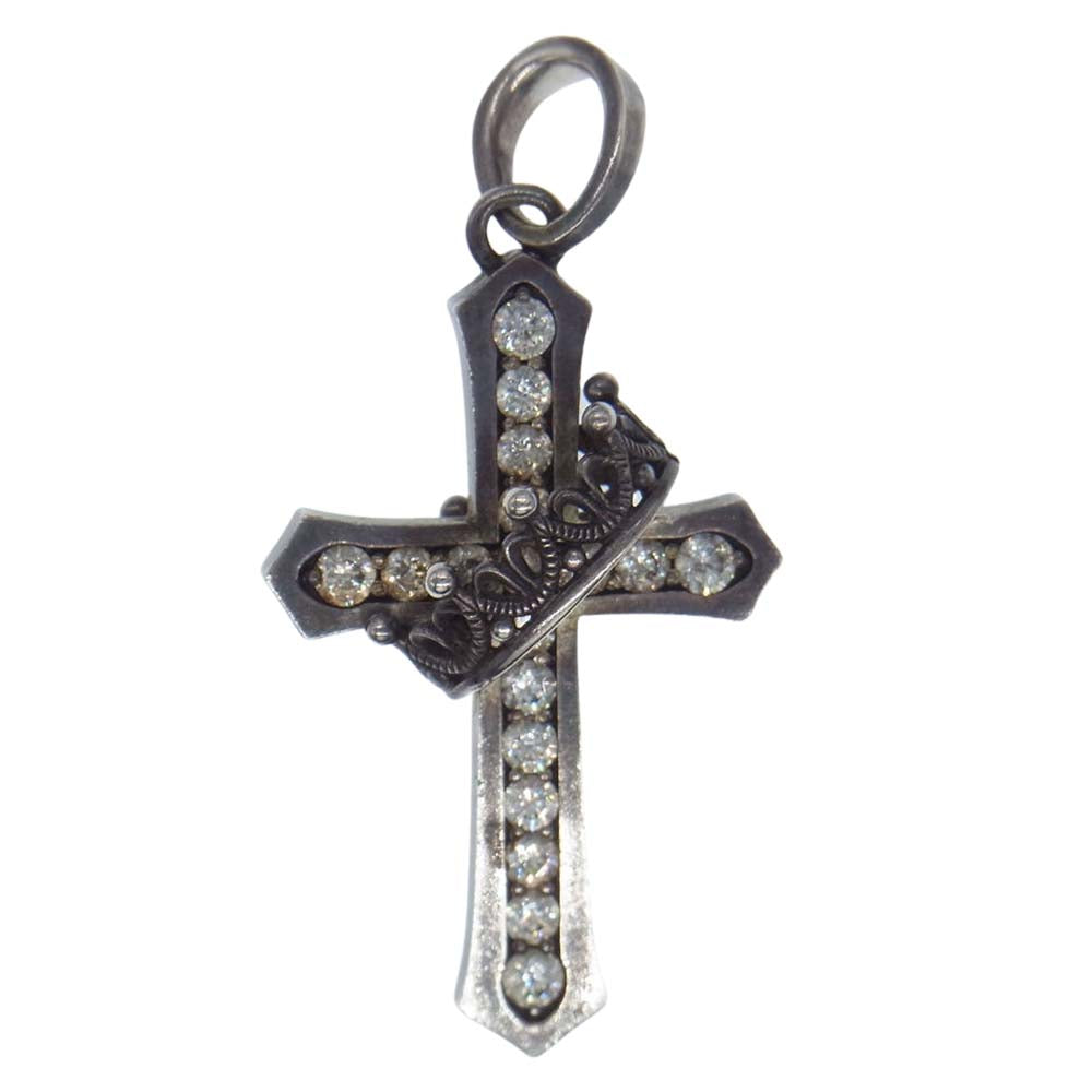 Justin Davis ジャスティンデイビス SPJ122 CROSS WITH CROWN STONE クロス クラウン ストーン ペンダントトップ シルバー系【中古】