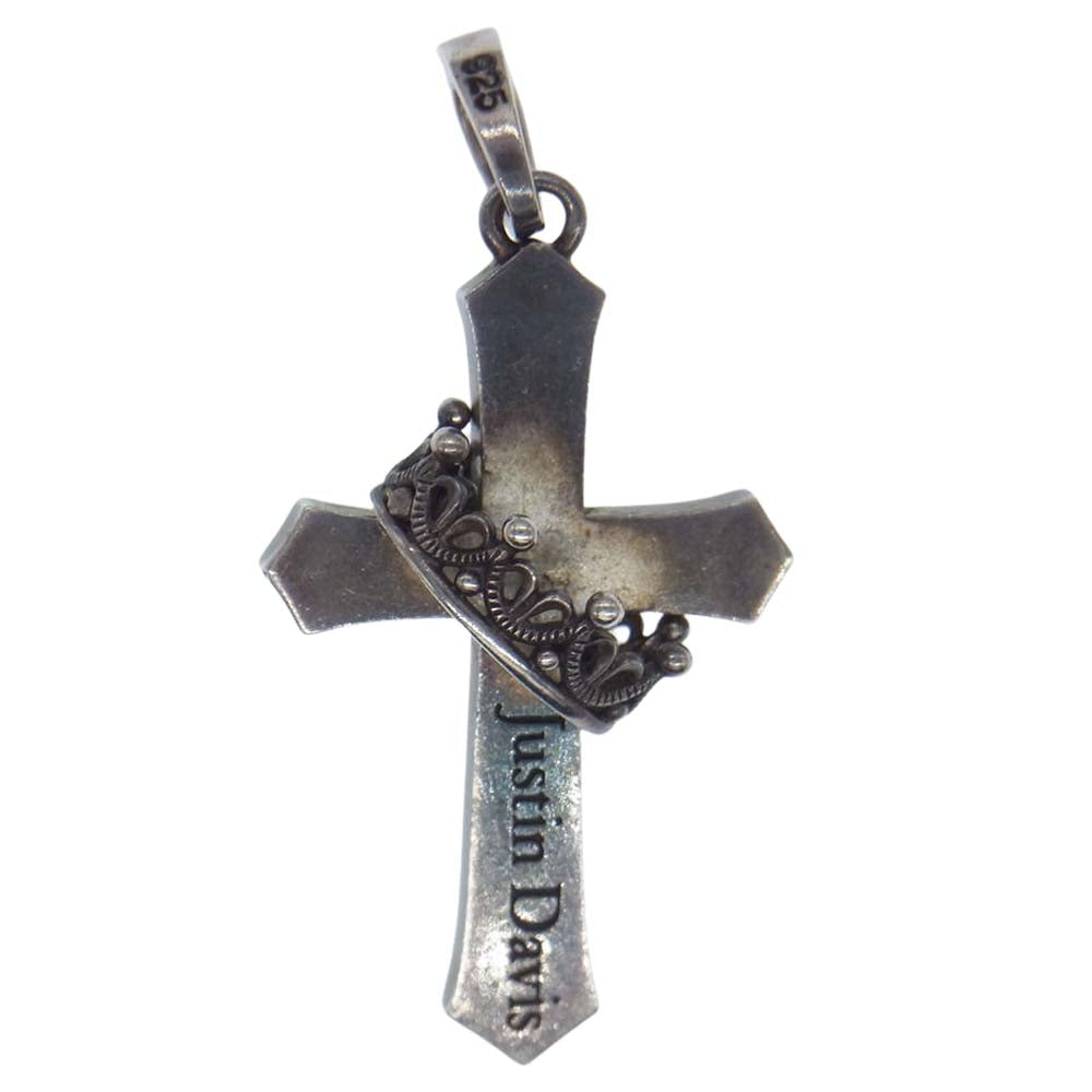Justin Davis ジャスティンデイビス SPJ122 CROSS WITH CROWN STONE クロス クラウン ストーン ペンダントトップ シルバー系【中古】