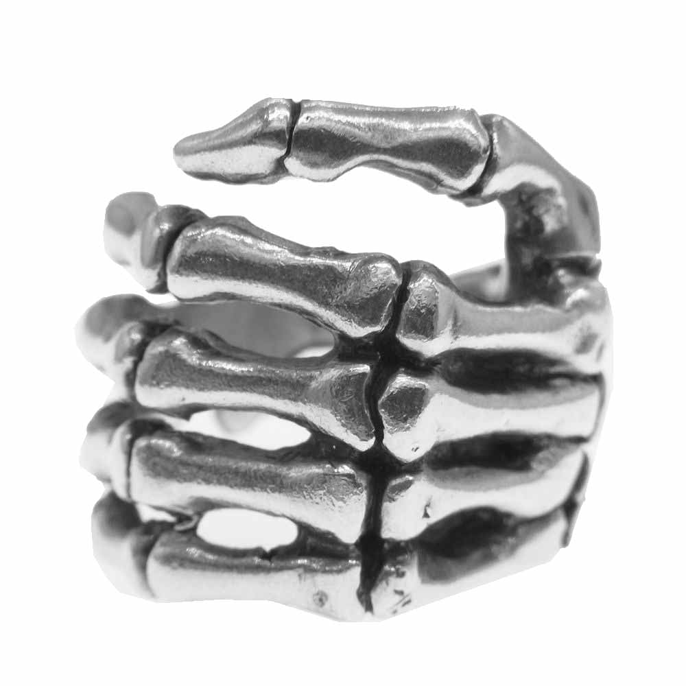 CRAZY PIG クレイジーピッグ ギャランティ付属 Bone Hand Ring ボーン ハンド リング シルバー系 16号【中古】