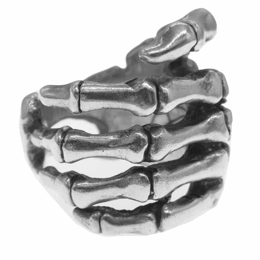 CRAZY PIG クレイジーピッグ ギャランティ付属 Bone Hand Ring ボーン ハンド リング シルバー系 16号【中古】