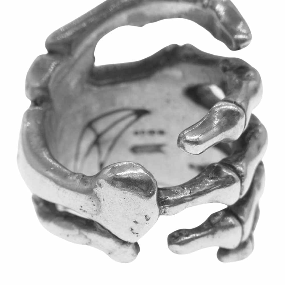 CRAZY PIG クレイジーピッグ ギャランティ付属 Bone Hand Ring ボーン ハンド リング シルバー系 16号【中古】