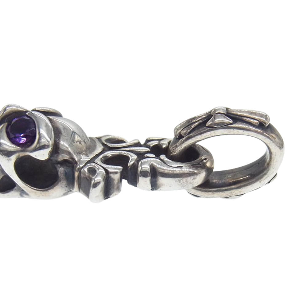 BILL WALL LEATHER ビルウォールレザー G.L.S KEY w/STONE グッドラック スカル キー パープルストーンカスタム ペンダントトップ シルバー系【中古】