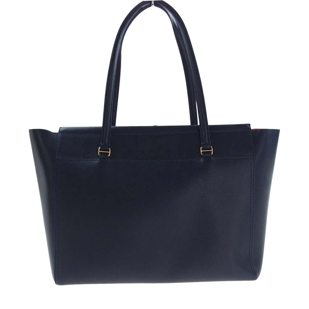 美品 Tory Burch トリーバーチ レザー トートバッグ ネイビー 本革 Tory Burch トリーバーチ レザー トートバッグ ネイビー系 レッド系
