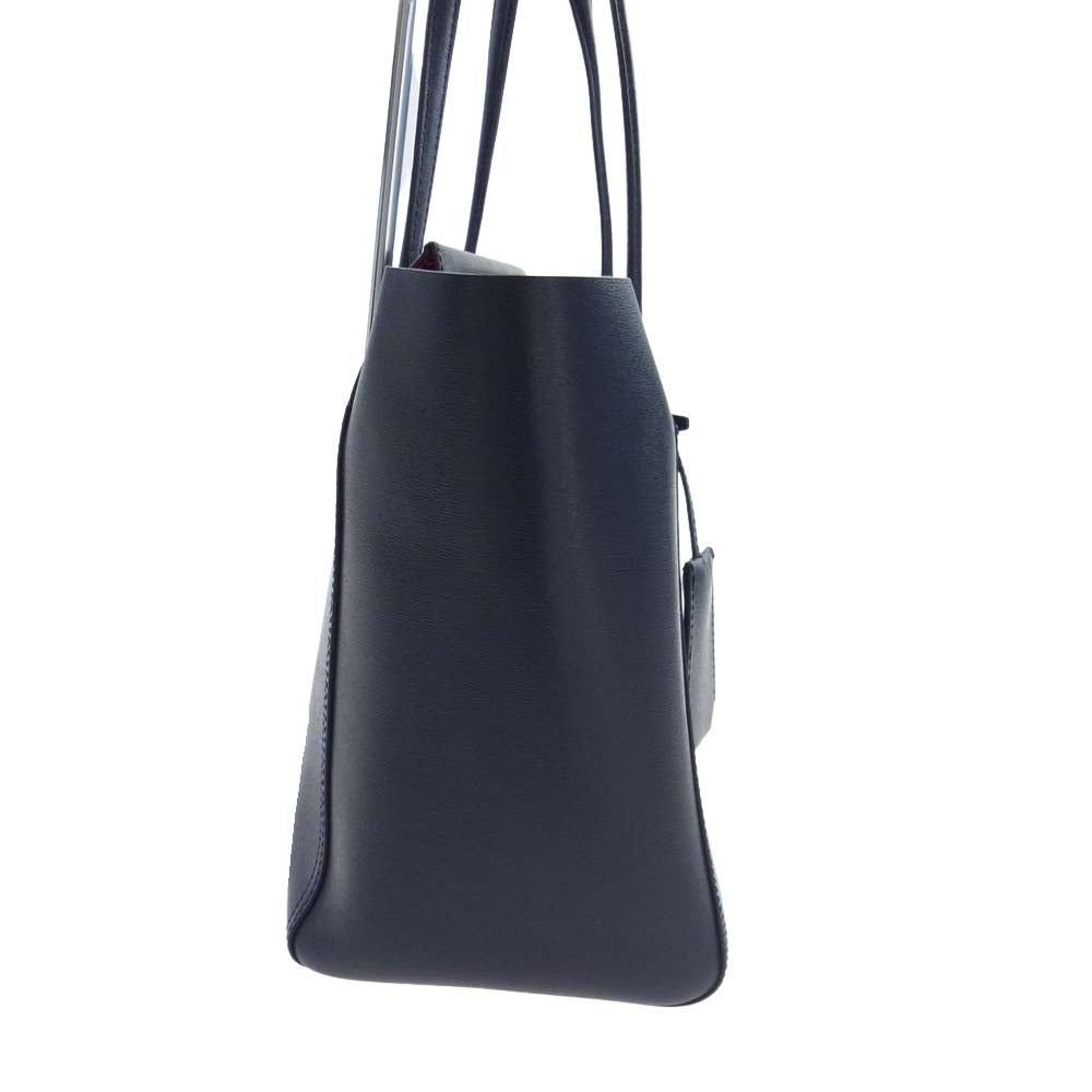 Tory Burch トリーバーチ レザー トートバッグ ネイビー系 レッド系【中古】