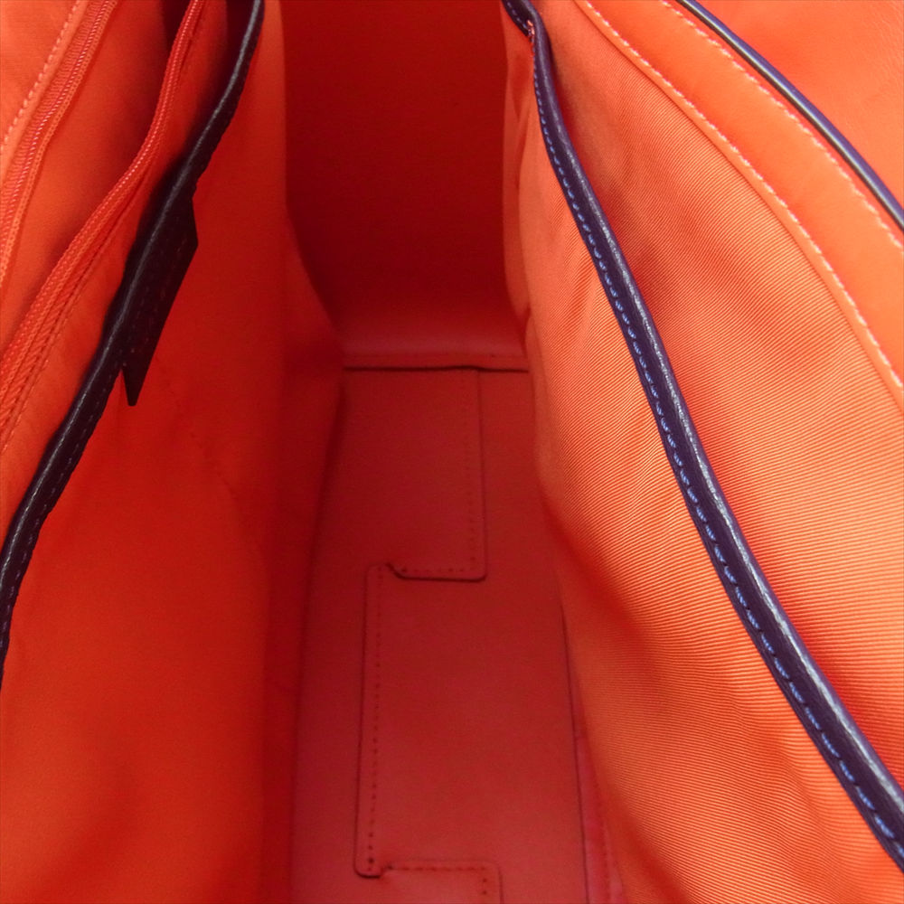 Tory Burch トリーバーチ レザー トートバッグ ネイビー系 レッド系【中古】