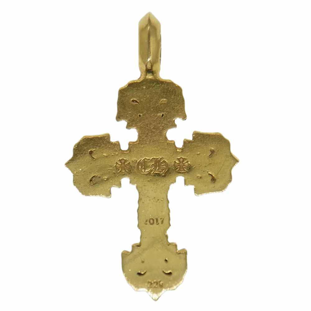 CHROME HEARTS クロムハーツ（原本無） 購入店ギャランティ付属 22K CHARM FILIGREE TINY 1DMND タイニー フィリグリークロス 1ダイヤ ペンダント ゴールド系【中古】