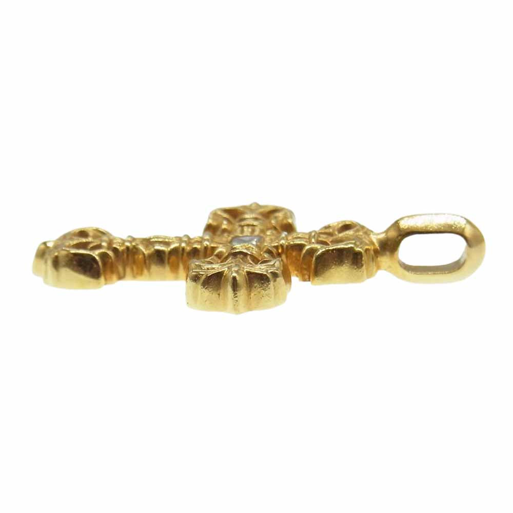 CHROME HEARTS クロムハーツ（原本無） 購入店ギャランティ付属 22K CHARM FILIGREE TINY 1DMND タイニー フィリグリークロス 1ダイヤ ペンダント ゴールド系【中古】