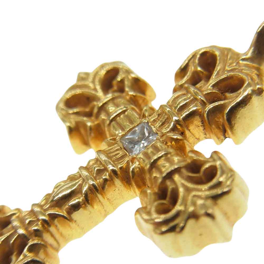 CHROME HEARTS クロムハーツ（原本無） 購入店ギャランティ付属 22K CHARM FILIGREE TINY 1DMND タイニー フィリグリークロス 1ダイヤ ペンダント ゴールド系【中古】