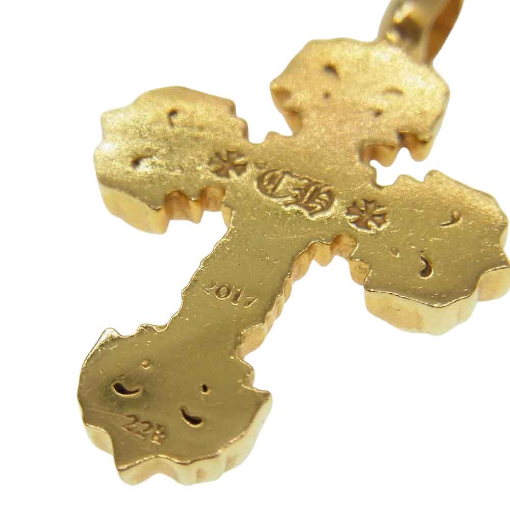 CHROME HEARTS クロムハーツ（原本無） 購入店ギャランティ付属 22K CHARM FILIGREE TINY 1DMND タイニー フィリグリークロス 1ダイヤ ペンダント ゴールド系【中古】