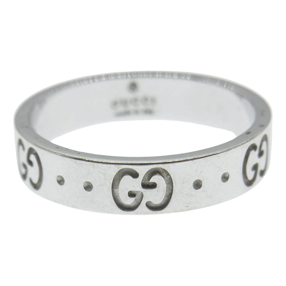 GUCCI グッチ K18WG ホワイトゴールド GG インターロッキングG リング シルバー系 10号【中古】