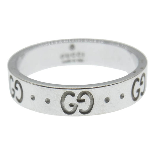 GUCCI グッチ K18WG ホワイトゴールド GG インターロッキングG リング シルバー系 10号【中古】