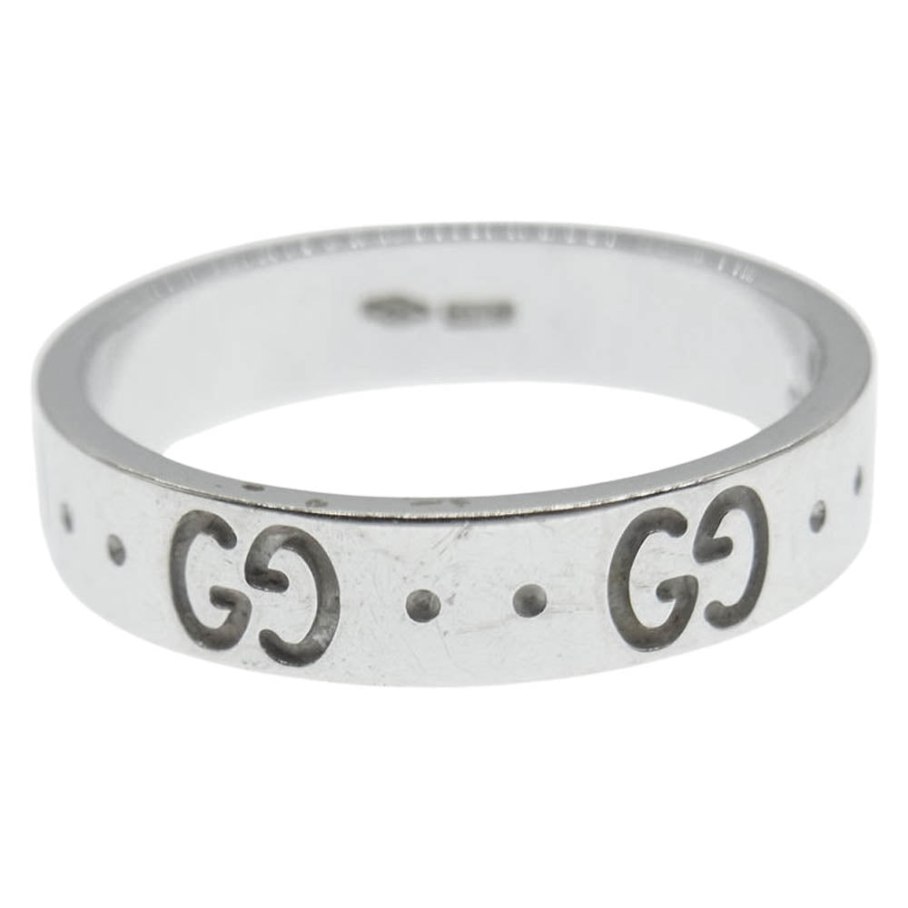 GUCCI グッチ K18WG ホワイトゴールド GG インターロッキングG リング シルバー系 10号【中古】