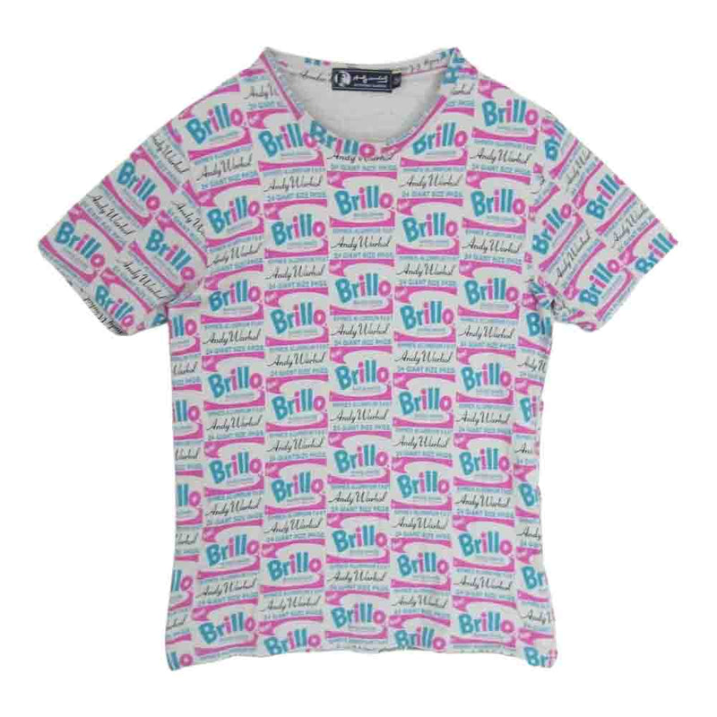 HYSTERIC GLAMOUR ヒステリックグラマー 0411CT07 ANDY WARHOL Brillo 総柄 Tシャツ グレー系 S【中古】