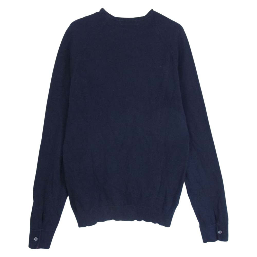 BURBERRY BLACK LABEL バーバリーブラックレーベル BMT26-525-28 刺繍 Vネック セーター ニット ネイビー系 2【中古】