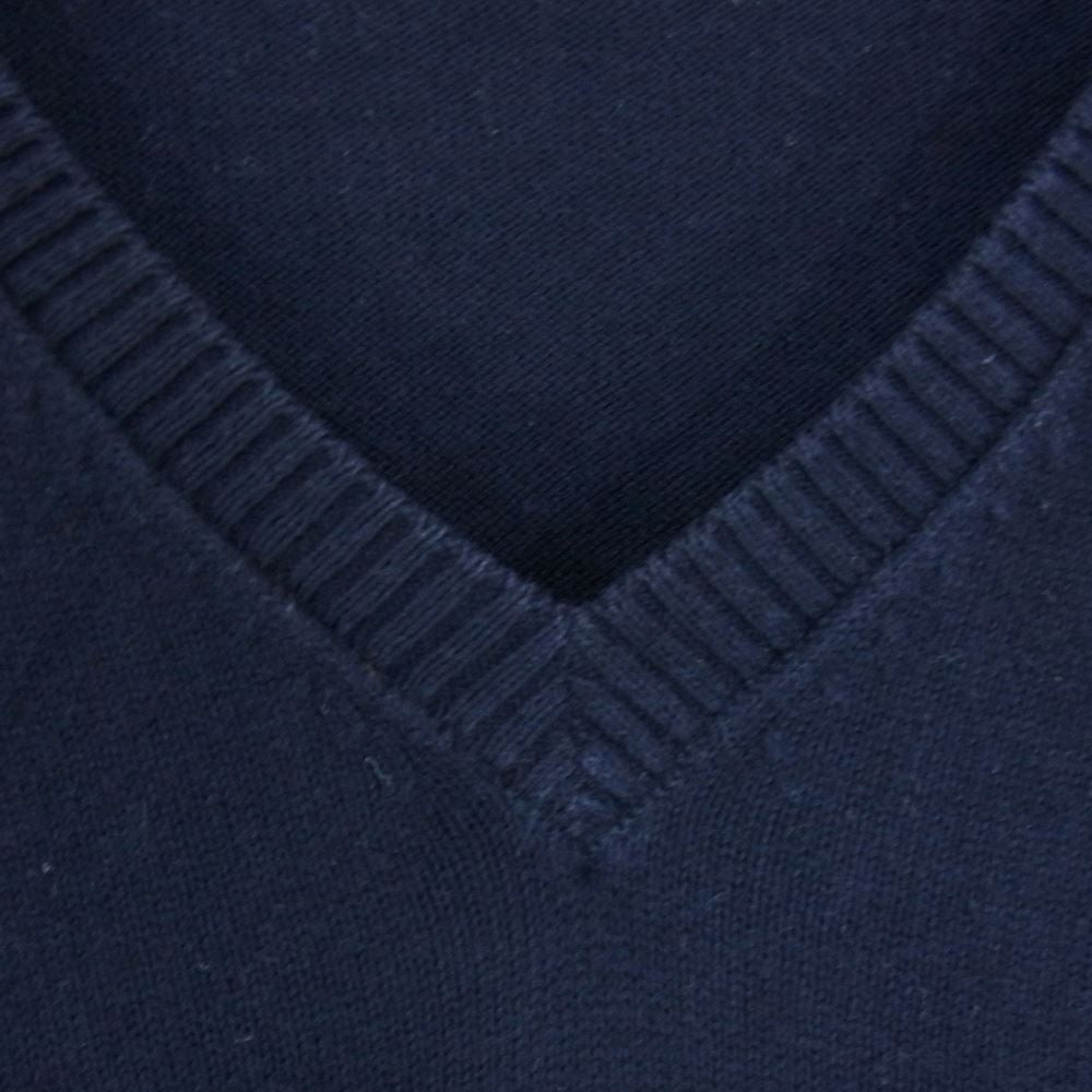 BURBERRY BLACK LABEL バーバリーブラックレーベル BMT26-525-28 刺繍 Vネック セーター ニット ネイビー系 2【中古】