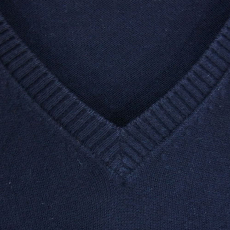 BURBERRY BLACK LABEL バーバリーブラックレーベル BMT26-525-28 刺繍 Vネック セーター ニット ネイビー系 2【中古】