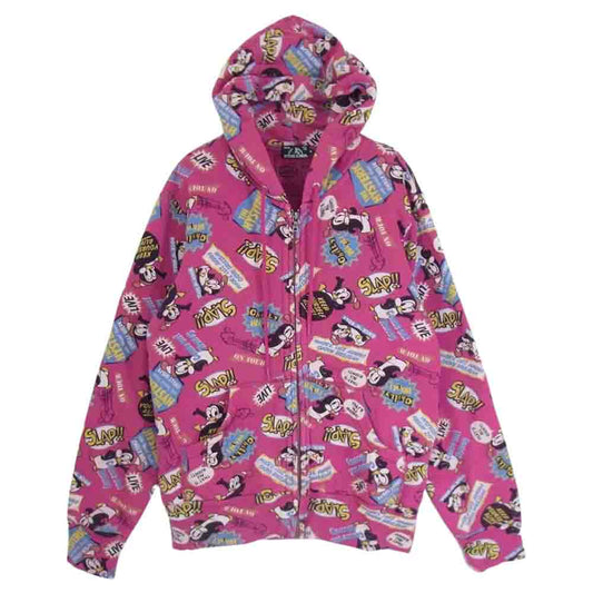 HYSTERIC GLAMOUR ヒステリックグラマー 0253CF06 CW CHILLY PUNKS総柄 PK ジップパーカー ピンク系 S【中古】