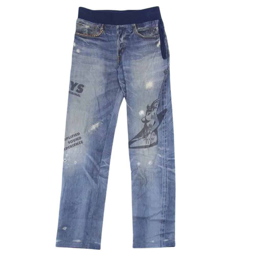 HYSTERIC GLAMOUR ヒステリックグラマー 02221CP07 GUITAR GIRL ギターガール スウェット デニム プリント パンツ インディゴブルー系 S【中古】