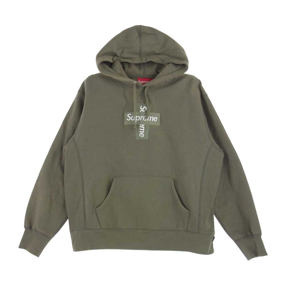 Supreme シュプリーム 20AW Cross Box Logo Hooded Sweatshirt クロス ボックス ロゴ フーデッド スウェット パーカー モスグリーン系 S【中古】