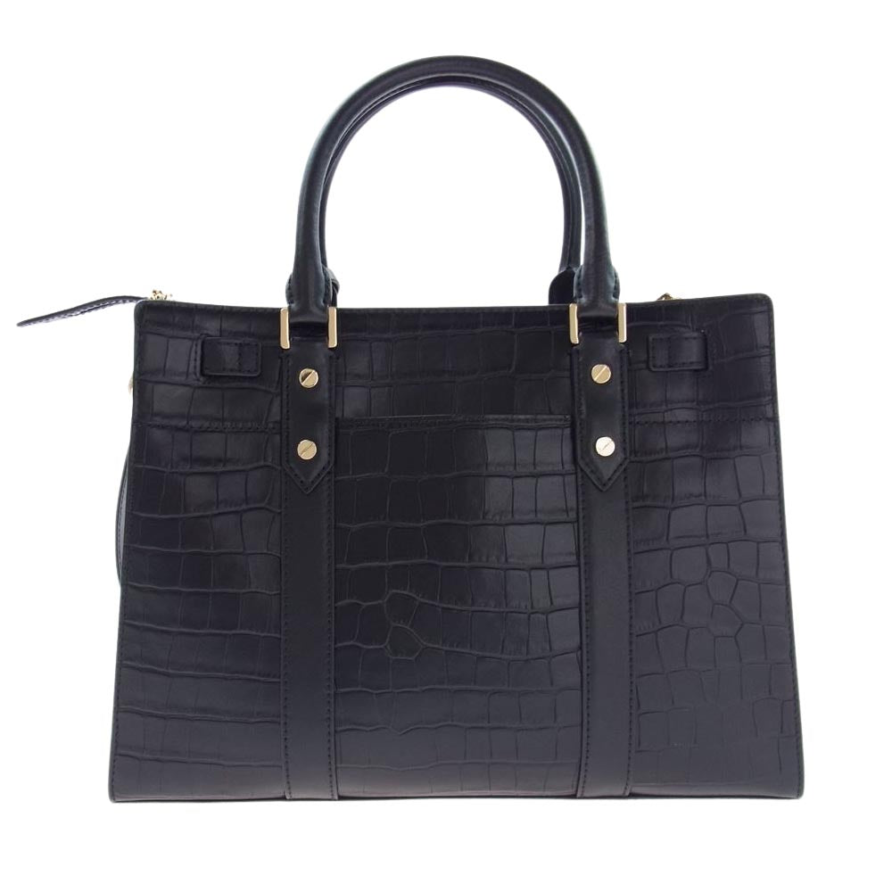 Michael Kors マイケルコース クロコ型押し 2WAY ショルダー ハンド バッグ ブラック系【中古】