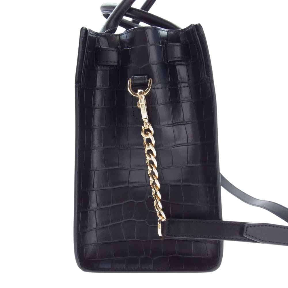 Michael Kors マイケルコース クロコ型押し 2WAY ショルダー ハンド バッグ ブラック系【中古】