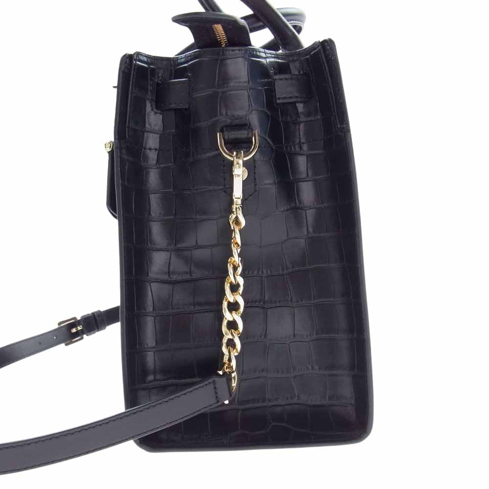 Michael Kors マイケルコース クロコ型押し 2WAY ショルダー ハンド バッグ ブラック系【中古】