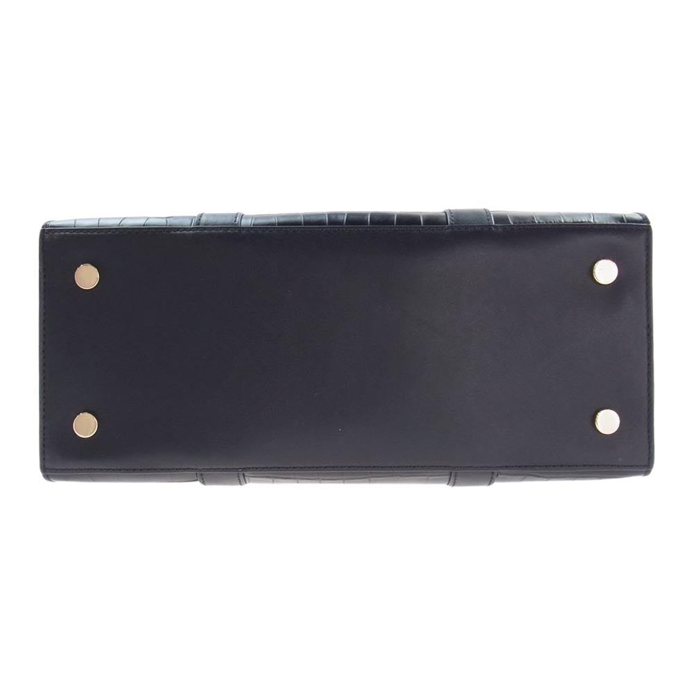 Michael Kors マイケルコース クロコ型押し 2WAY ショルダー ハンド バッグ ブラック系【中古】