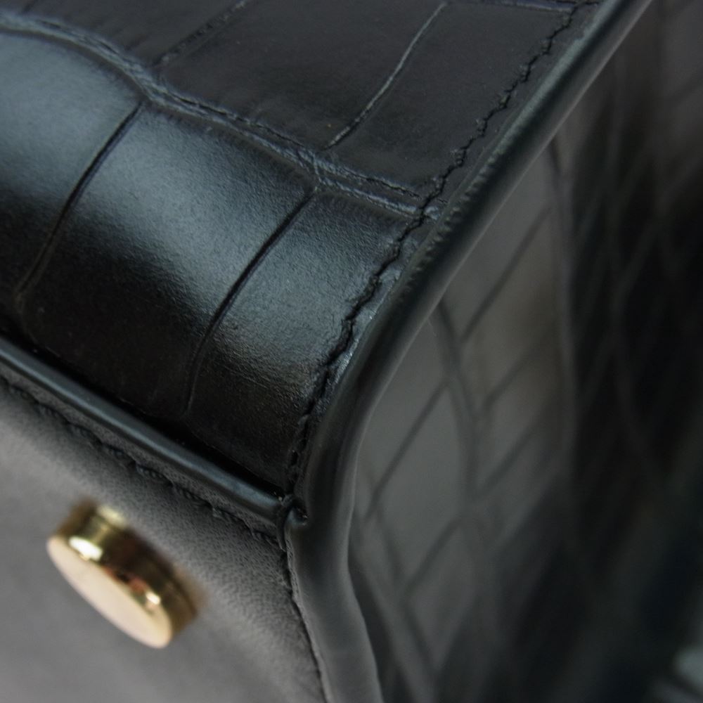 Michael Kors マイケルコース クロコ型押し 2WAY ショルダー ハンド バッグ ブラック系【中古】