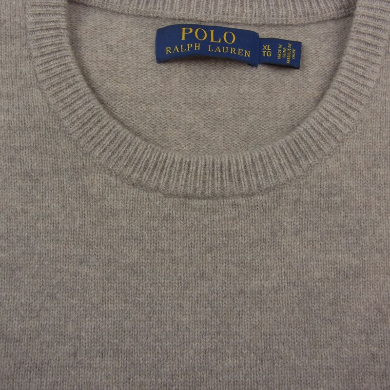 POLO RALPH LAUREN ポロ・ラルフローレン 刺繍 ニット セーター ベージュ系 XL【中古】