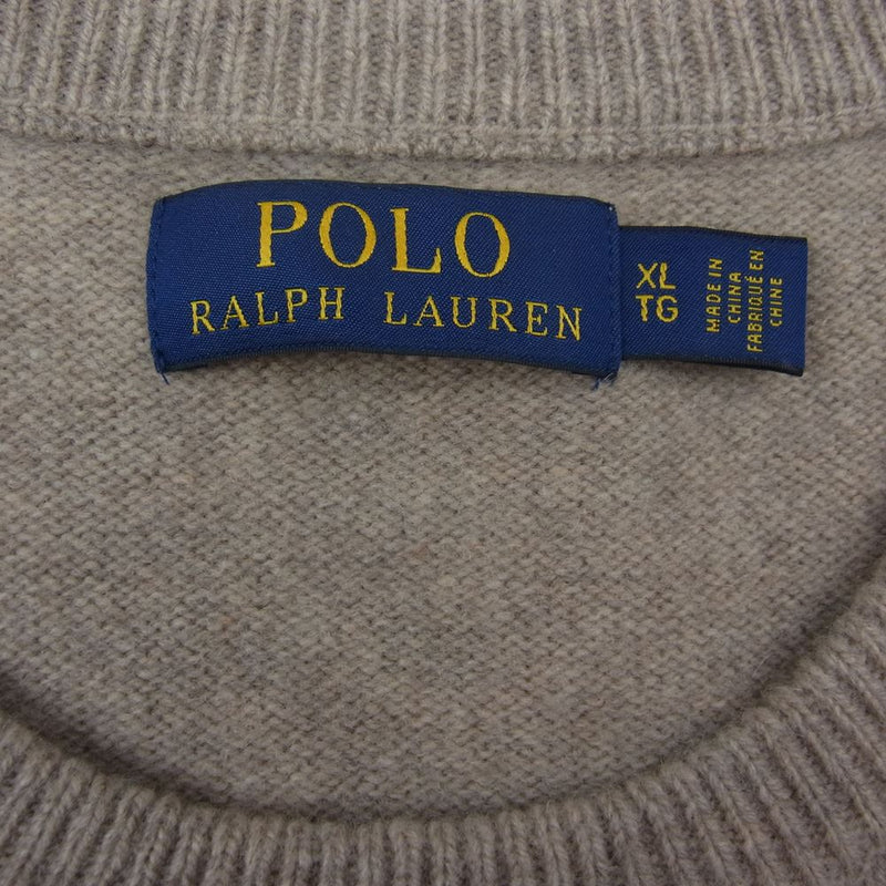 POLO RALPH LAUREN ポロ・ラルフローレン 刺繍 ニット セーター ベージュ系 XL【中古】