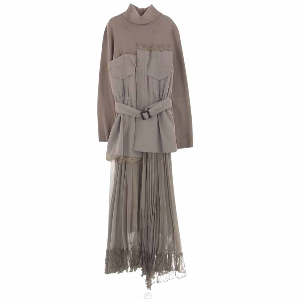 フレイ アイディー 18AW FWNO185068 ニット コンビ ミリタリー ワンピース ベージュ系 SIZE:0【中古】