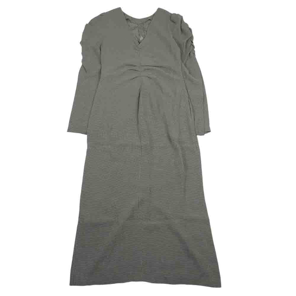 フレイ アイディー 22AW FWFO224084 パフスリーブシャーリング マキシ ワンピース ブラック系 グリーン系 1【中古】