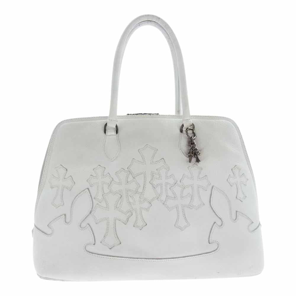 CHROME HEARTS クロムハーツ（原本無） MO BAG セメタリークロス フレア チャーム付 レザー バッグ ホワイト ホワイト系【中古】