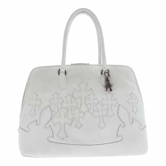 CHROME HEARTS クロムハーツ（原本無） MO BAG セメタリークロス フレア チャーム付 レザー バッグ ホワイト ホワイト系【中古】