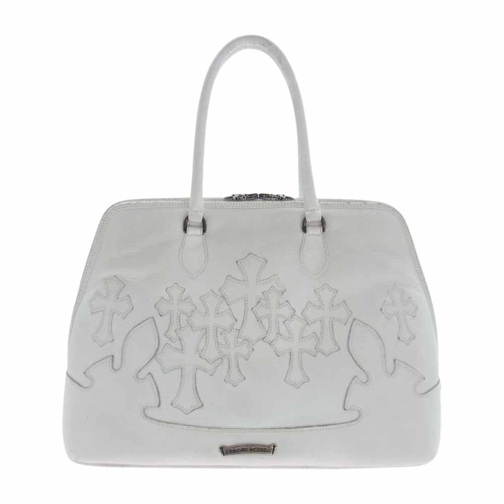 CHROME HEARTS クロムハーツ（原本無） MO BAG セメタリークロス フレア チャーム付 レザー バッグ ホワイト ホワイト系【中古】