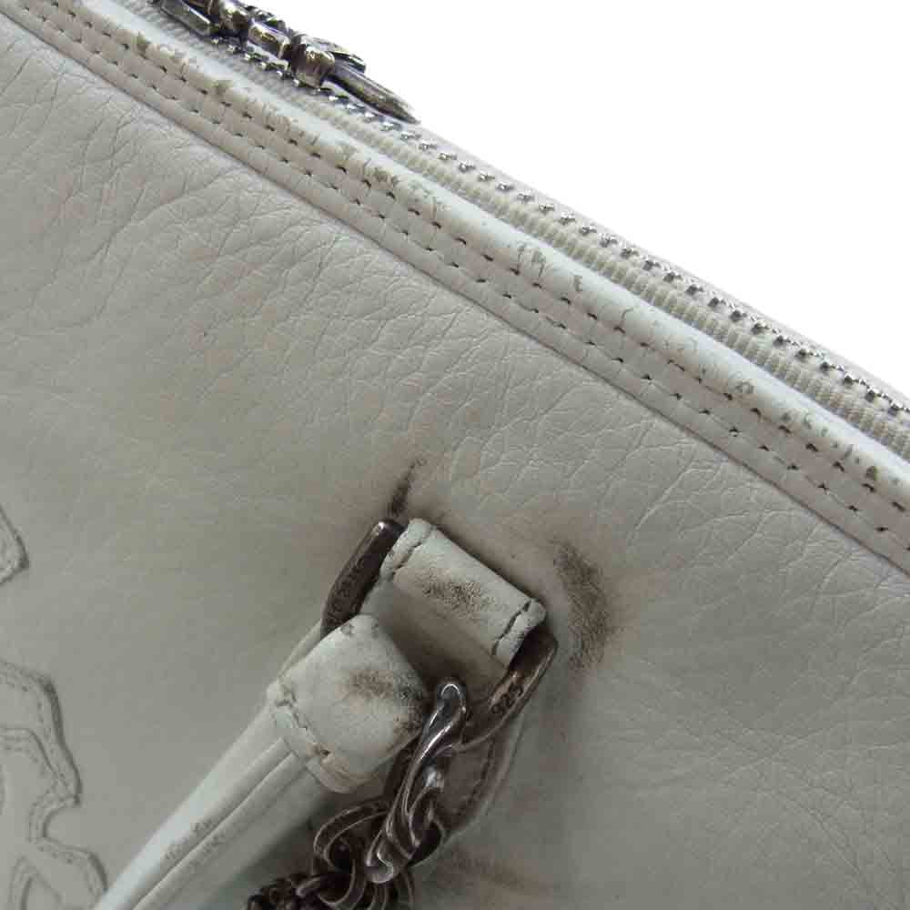CHROME HEARTS クロムハーツ（原本無） MO BAG セメタリークロス フレア チャーム付 レザー バッグ ホワイト ホワイト系【中古】