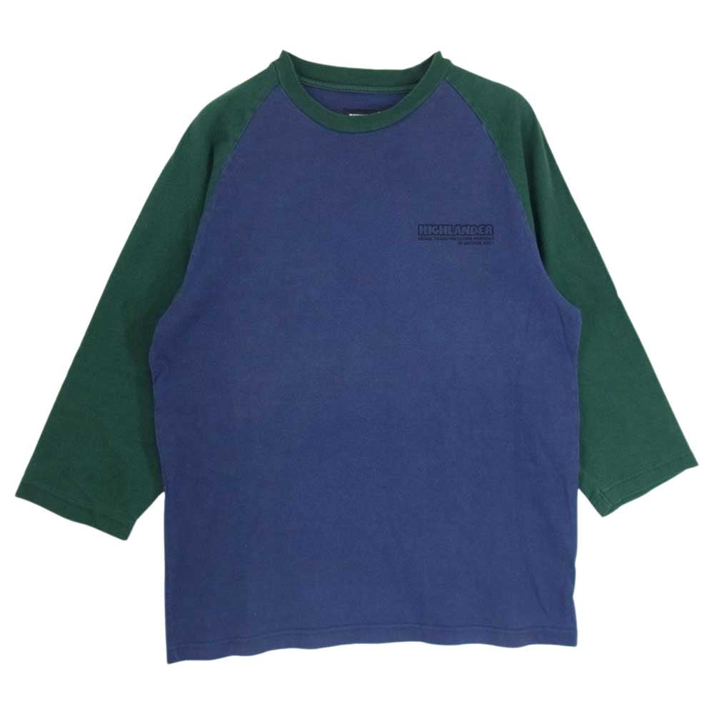 A BATHING APE アベイシングエイプ × Wtaps ダブルタップス HICHLANDER ラグランスリーブ ７分丈 TEE Tシャツ ブルー系 M【中古】