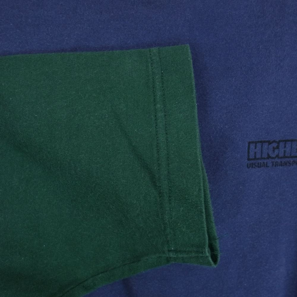 A BATHING APE アベイシングエイプ × Wtaps ダブルタップス HICHLANDER ラグランスリーブ ７分丈 TEE Tシャツ ブルー系 M【中古】