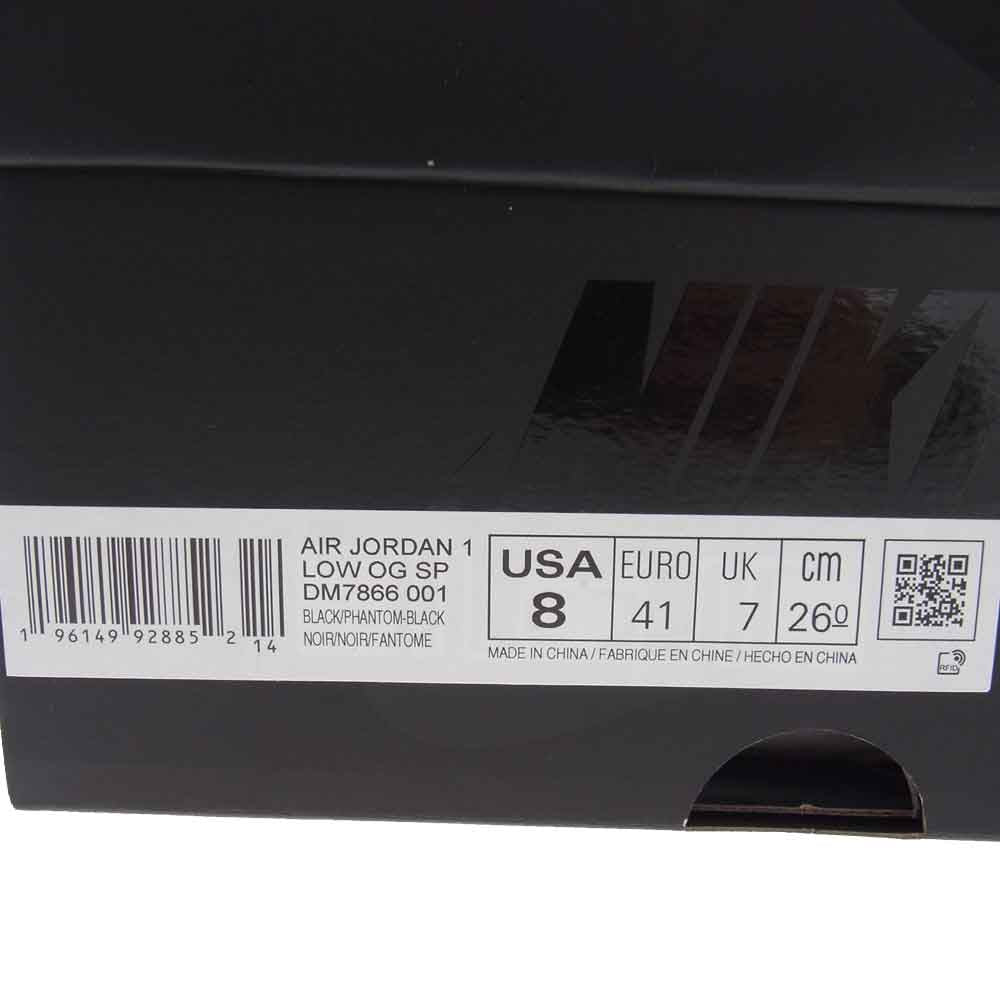 NIKE ナイキ DM7866-001 × Travis Scott トラヴィス スコット Air Jordan 1 Low OG SP エアジョーダン1 ロー OG SP スニーカー ブラック系 26cm【新古品】【未使用】【中古】